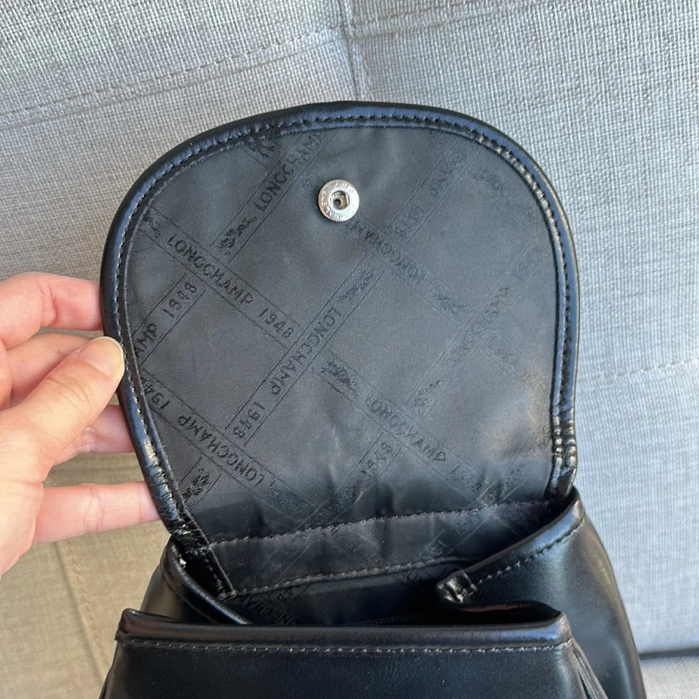 Longchamp Vintage Leather Adjustable Backpack - Black - Picture 6 of 9